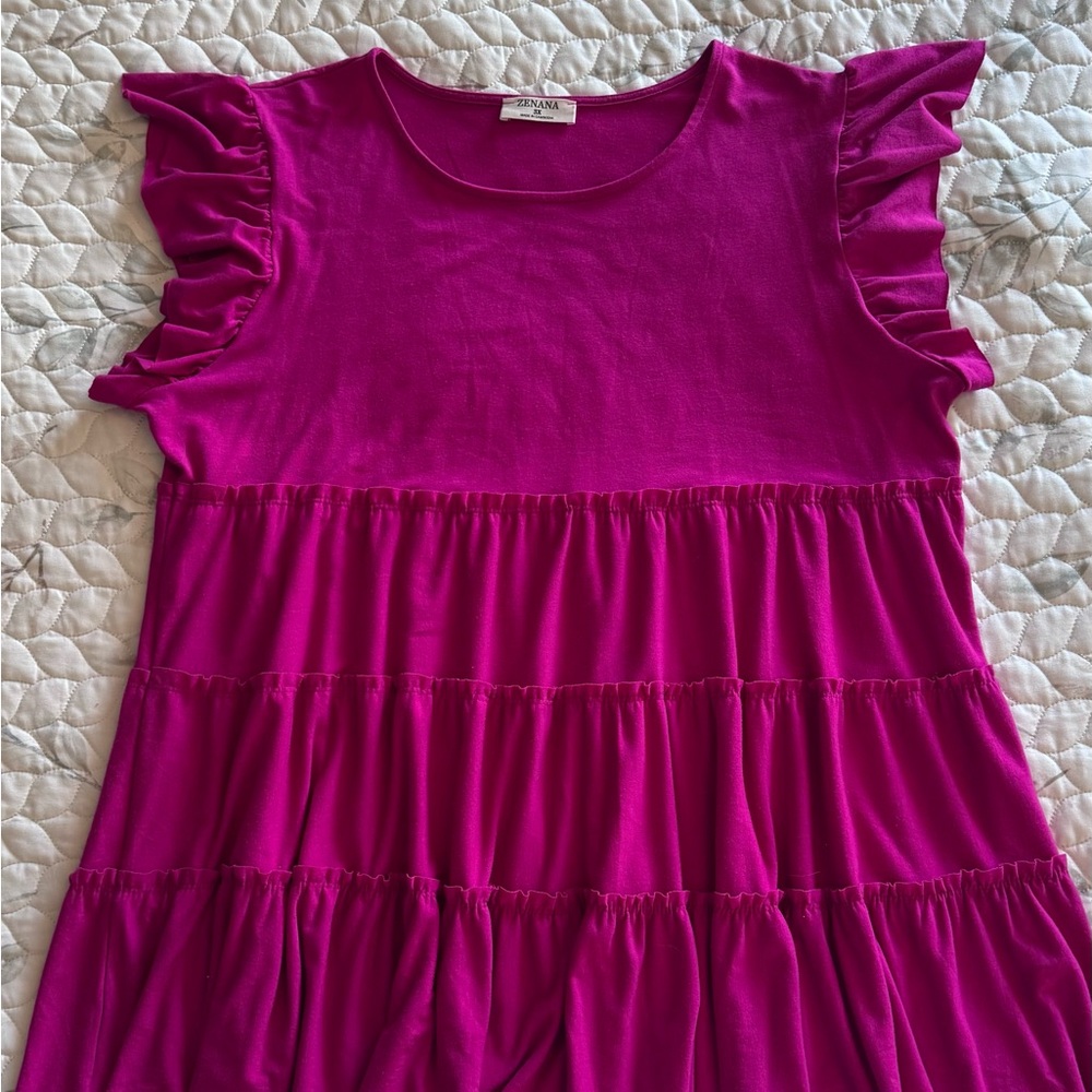 Zenana Outfitters Magenta Ruffled Blouse
